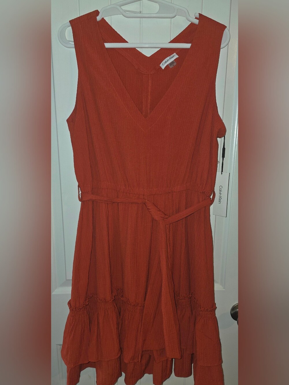 Calvin Klein Women's Rust Sleeveless V-Neck Dress NWT Size 14